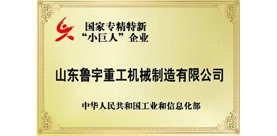 恭喜魯宇重工榮獲專精特新”小巨人“企業(yè)榮譽稱號